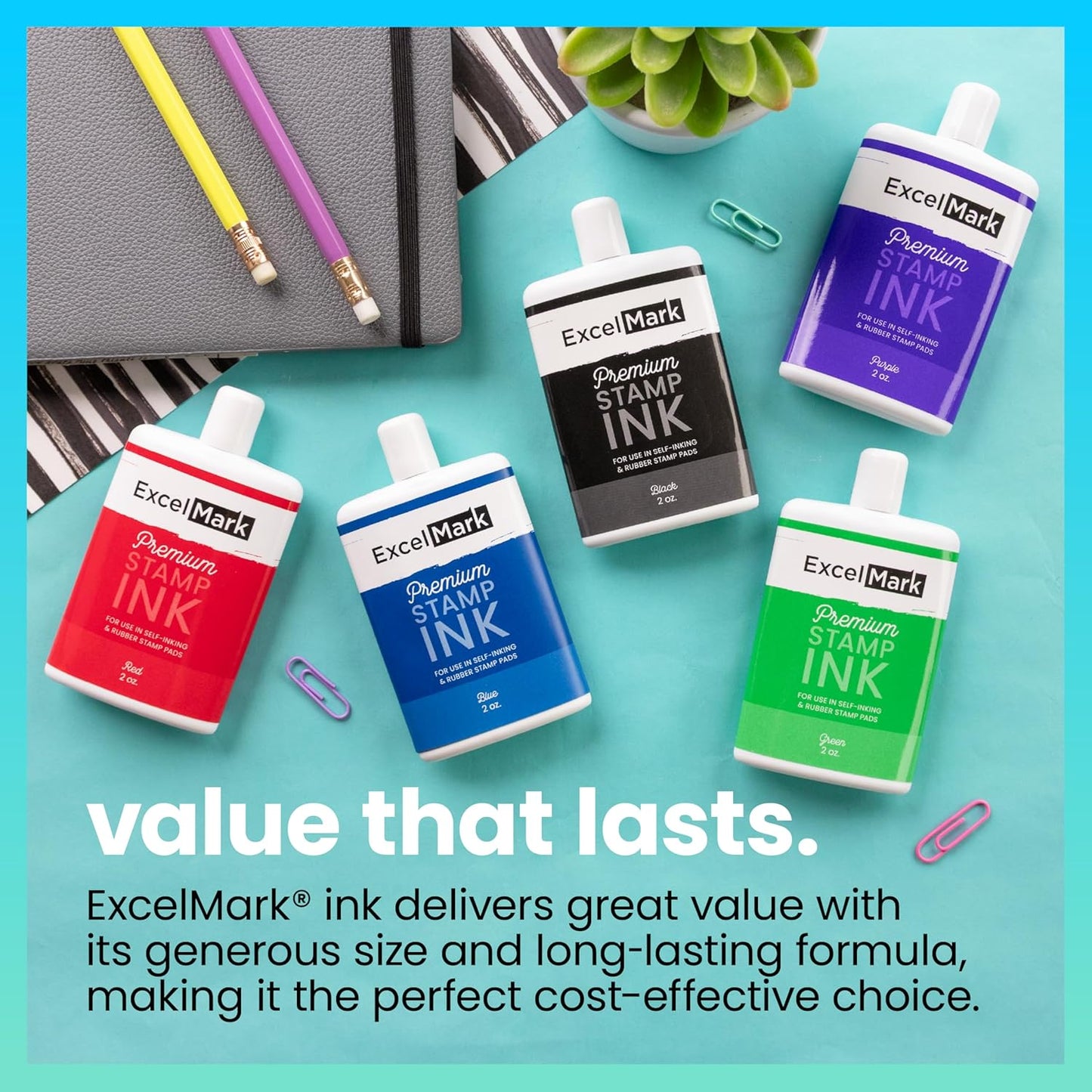 ExcelMark Self Inking Stamp Refill Ink - 2 oz. - Purple Ink