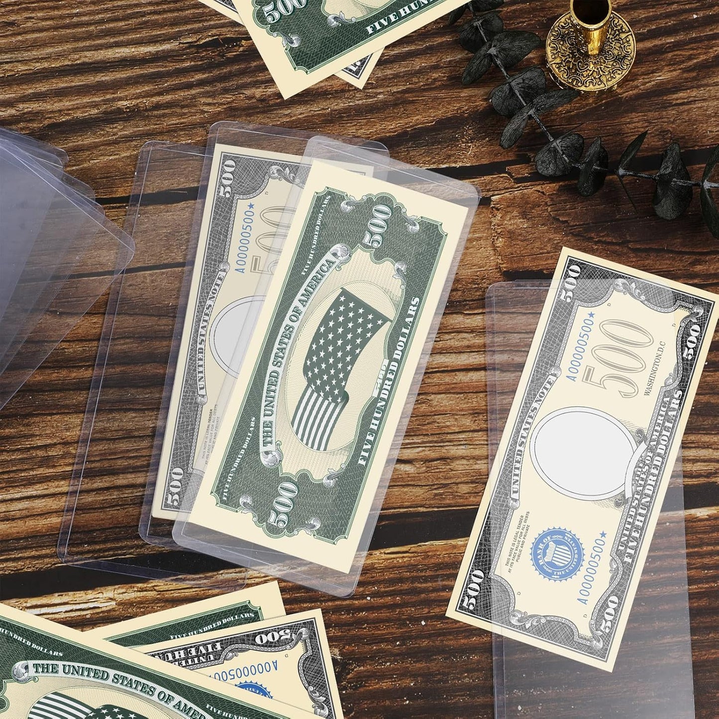 Sepamoon 10 Pieces Dollar Bill Sleeves, 6.9 x 2.95 Inch Hard Plastic Clear Currency Sleeves Waterproof Currency Holder Dollar Bills Display Protector Organizer Case Supplies for Collectors