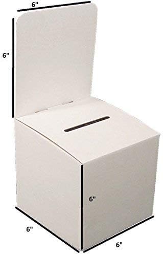 Raffle Ticket Donation Collection Ballot Box Reusable Sturdy thick Cardboard with Slot comment Suggestion Box With Removable Header 6H x 6W x 6D, Display area 6H x 6W(Green 5 pack)