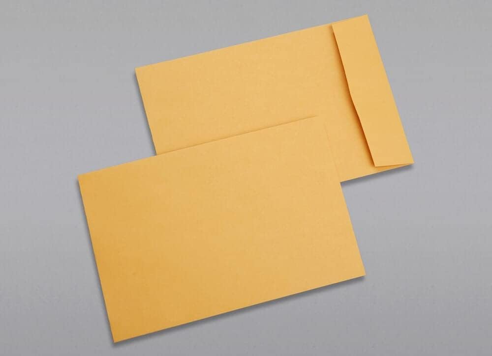 Limited Papers (TM) Booklet Envelopes, (Open Side) Brown Kraft, Gummed Seal, 28 Pound, Heavyweight, For Mailing And More. (100, 6 x 9.5)