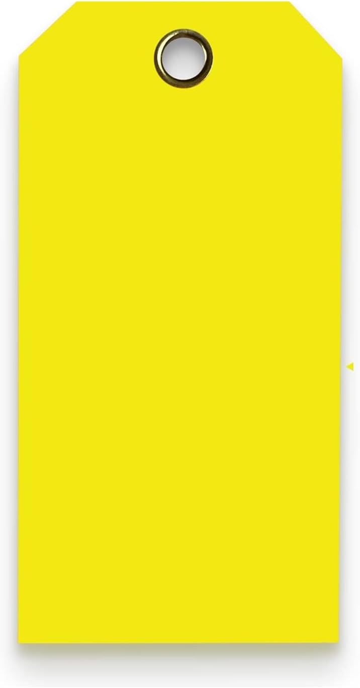Tags 4 Less 15 Mil Waterproof Plastic Tags, Pack of 100 – 2” x 4” Heavy Duty Plastic Tags for Labeling, Outdoor Tagging, Equipment Labeling, Luggage, Valves & More (Yellow)