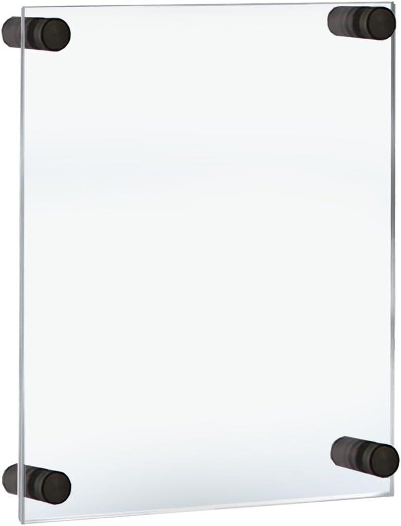 Azar Displays 105514-BLK Acrylic Floating Double Panel Wall Frame,8.5" x11" Graphic Size, Overall Frame Size: 12.5" x 15", Black