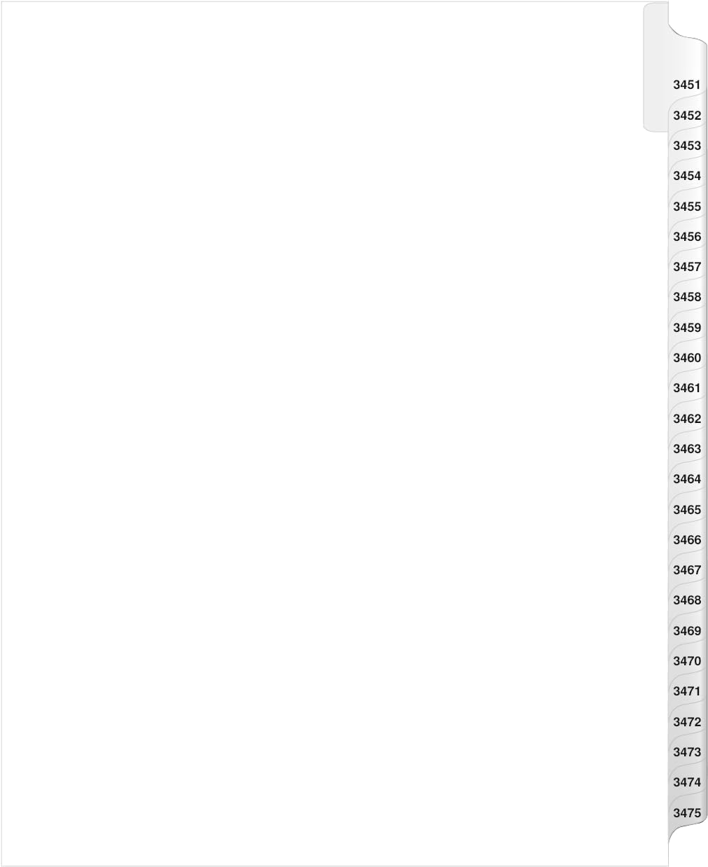 Exhibitindexes® Side Collated Exhibit Tabs AVE Style Bold Tabs Set of 3451-3475 | Made in The USA
