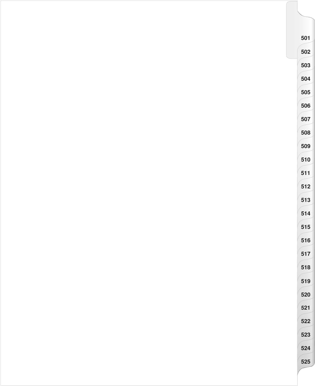 Exhibitindexes® Side Collated Exhibit Tabs AVE Style Bold Tabs Set of 501-525 | Made in The USA