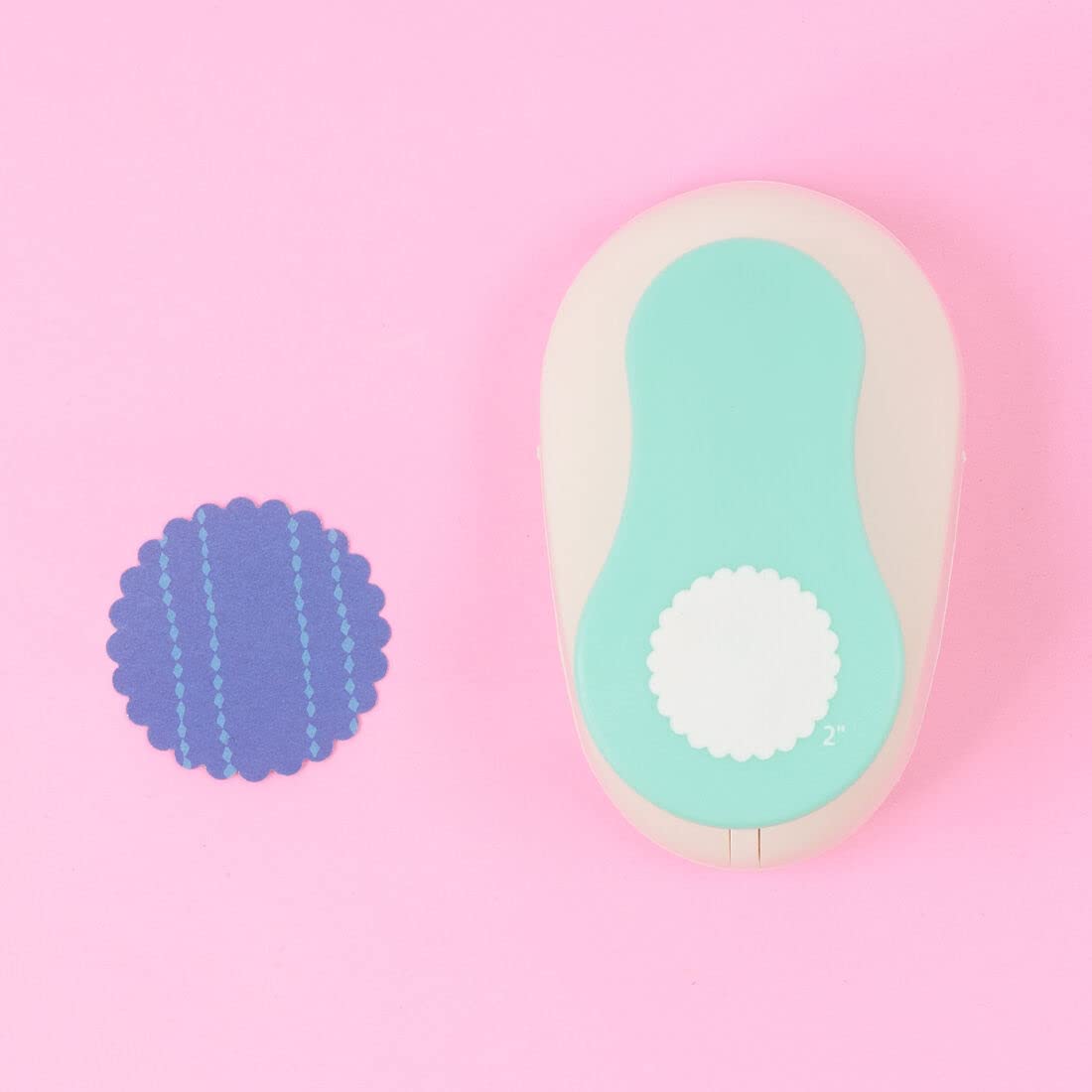 Craftelier - 2 Inch Circle Scallop Punch with Lever Press | Shape Hole Puncher for Paper Crafts | Scalloped Hole Punch for Scrapbooking, DIY Cards & Journals | Mini Hole Punch for Paper & Cardstock.