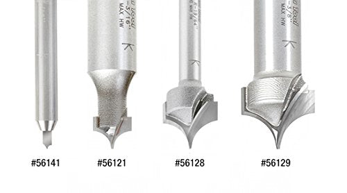 Amana Tool 56125-M Solid Carbide Point Cutting Roundover 3mm R x 6mm D x 8mm CH x 6mm SHK x 50mm Long Router Bit for Beadboards