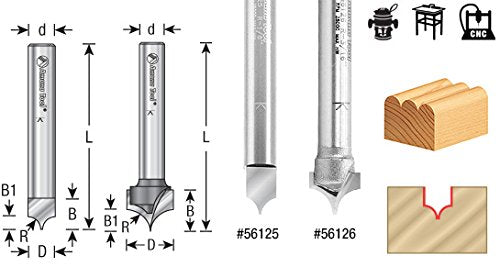 Amana Tool - 56141 Solid Carbide Pt. Cutting Roundover 1/32 Radius x 5/64 Dia x 3/16 x 1