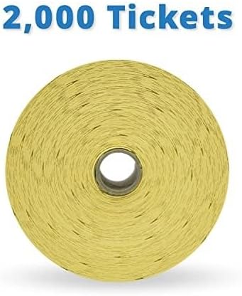 INDIANA TICKET CO. Yellow Drink Roll Tickets, 2000 per Single Roll, 1x2 Tickets Admission, Events, Fundraisers & Prizes