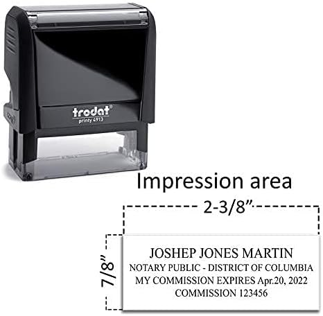 Trodat 4913 Self Ink Notary Stamp - Rectangular, 7/8" x 2-3/8", Plastic, Black, Red, or Blue