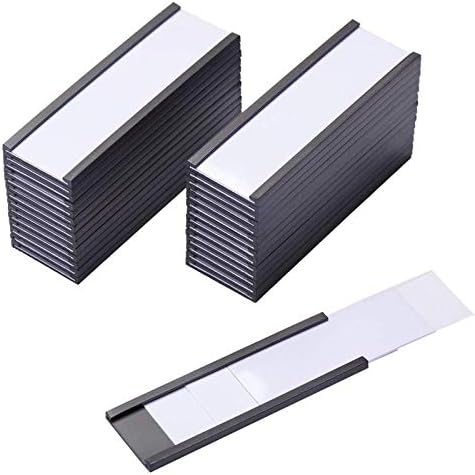 Eeoyu Magnetic Label Holders with Magnets Magnetic Data Card Holders with Clear Plastic Protectors for Metal Shelf, Whiteboard, Set of 50 (0.8 x 3 Inch)