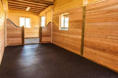 American Floor Mats - Heavy Duty Stall Tiles - Stable/Horse Tiles - Thick, Durable Rubber Flooring Solid Black 8' x 12' Set 3/8" Thick (24 Tiles Total)