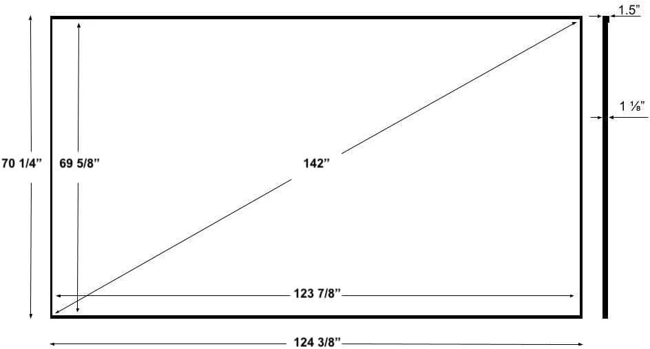 Silver Ticket Products S7 Series 6 Piece Thin Bezel Home Theater Fixed Frame 4K/8K Ultra HD, HDTV, HDR & Active 3D Projection Screen, 16:9 Format, 142" Diagonal, Woven Acoustic Material S7-169142-WAB