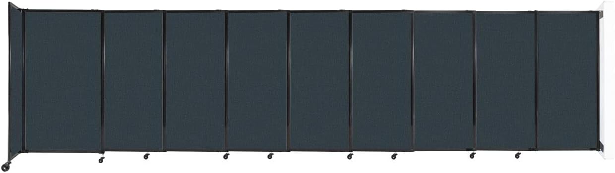Wall-Mounted Sliding StraightWall Room Divider | Adjustable Widths | Locking Wheels | Room Separator | Up to 19'9" Wide x 5' Tall Blue Spruce Fabric Panels