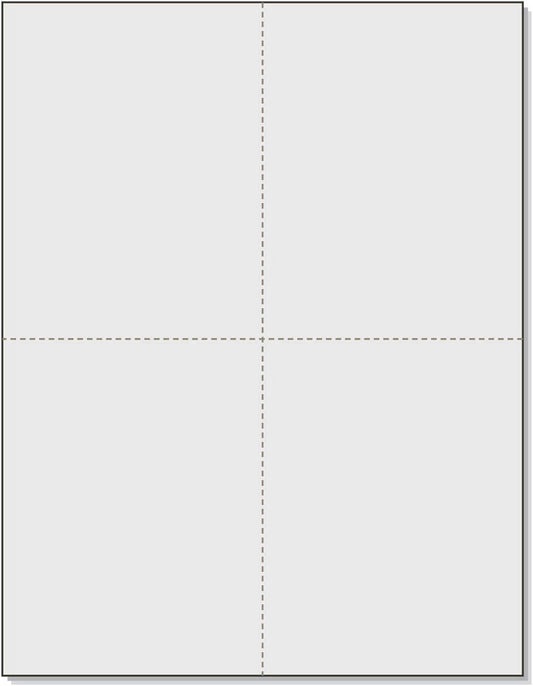 8-1/2" x 11" Laser/Inkjet Postcards 4 Per Page, (4-1/4" x 5-1/2" Each Card | Gray, 4000 Cards)