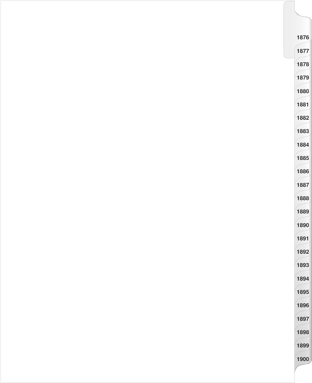 Exhibitindexes® Side Collated Exhibit Tabs AVE Style Bold Tabs Set of 1876-1900 | Made in The USA
