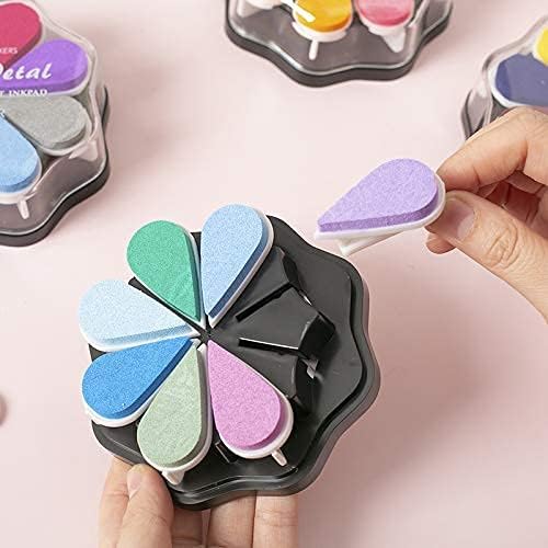 Petal Ink Pads for Rubber Stamps Waterdrop Shaped Stamp Pads with 8 Assorted Colors (Set 1002)