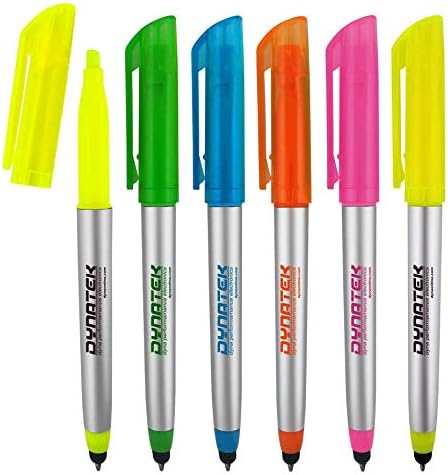 Personalized Pens with Highlighter and Stylus -175 Pack Bulk-Free Imprint - 3 In Highlighter, Ballpoint Pen, and Stylus Combo- add Custom Business Name, Logo or Gift Message- Assorted, Colored Imprint