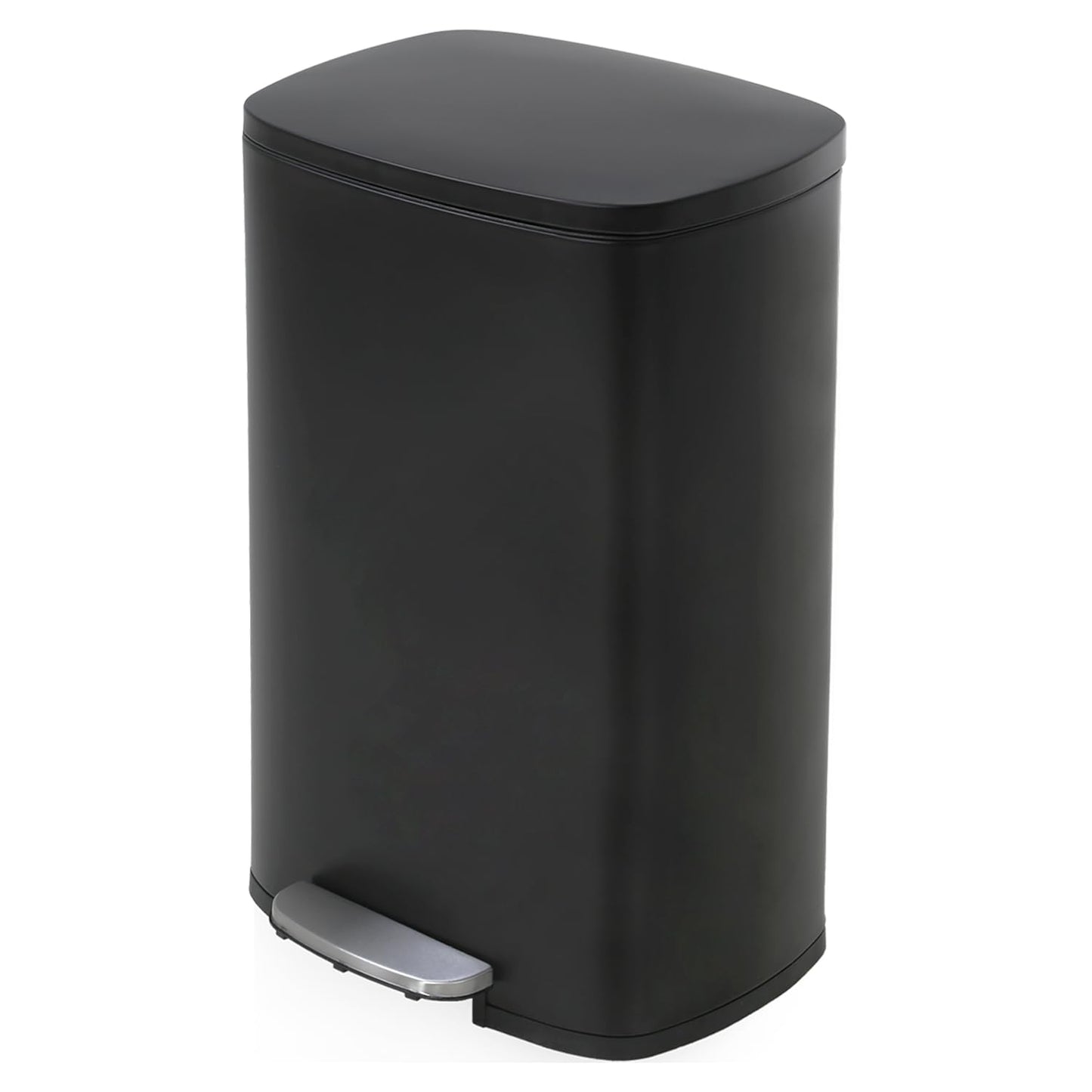 PayLessHere Stainless Steel Trash Can with Lid - Removable Inner Bucket, Foot Pedal Soft Close for Office, Home, Kitchen Garbage Bin (Black, 13 G)