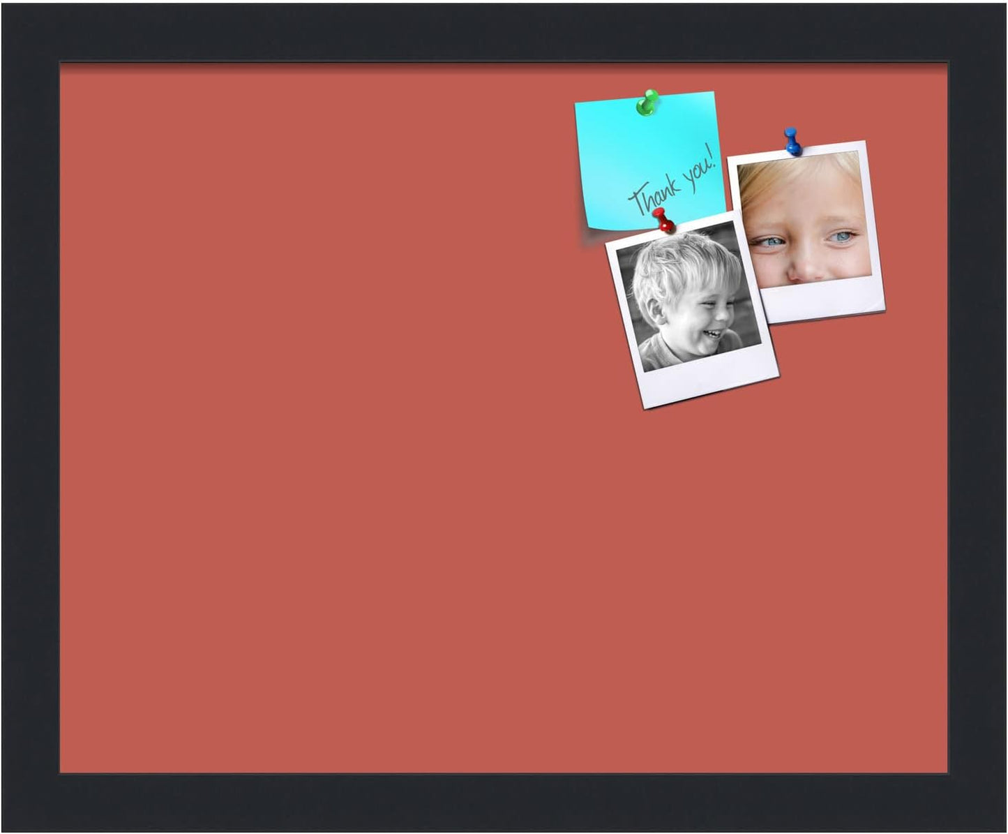 PinPix 15x12 Inch Cork Bulletin Board. This Decorative Framed Pin Board Comes with Crimson Pastel Design and a Satin Black Frame. Ideal for Home Office Decor or Message Board (PinPix-1807)