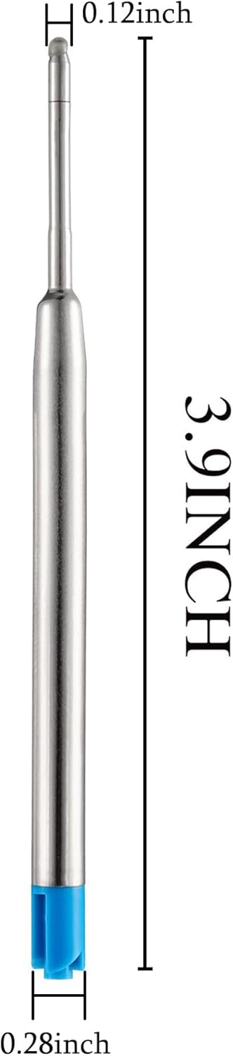 DunBong Blue Ink Refill Pack of 5, Replaceable Ballpoint Pen Refills, Medium Point Metal Refill (Blue)