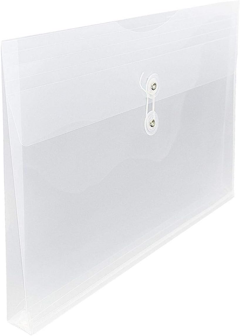 Clear String Closures Poly Envelopes Side Opening Folder Pocket Pack of 40 Bottom with Expanding Gusset (40 Pack)
