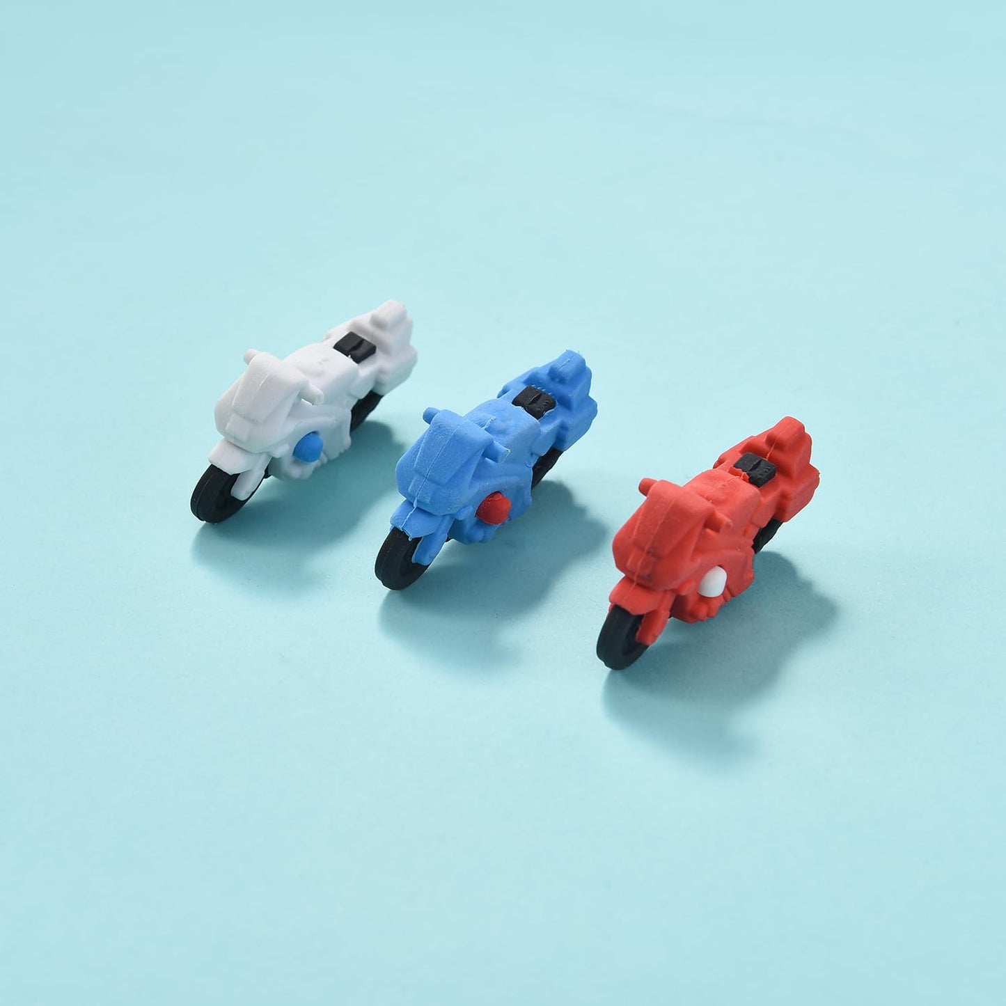 12 Pack 3D Motorcycle Erasers for Kids, Boys and Girls - Fun Take Apart School Supplies, Prize Gifts, Party Favors