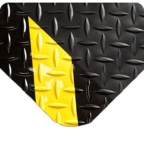 Wearwell 414.1516x2x31CHV Diamond-Plate SpongeCote UltraSoft Mat, 31' Length x 2' Width x 15/16" Thick, Black with Chevron