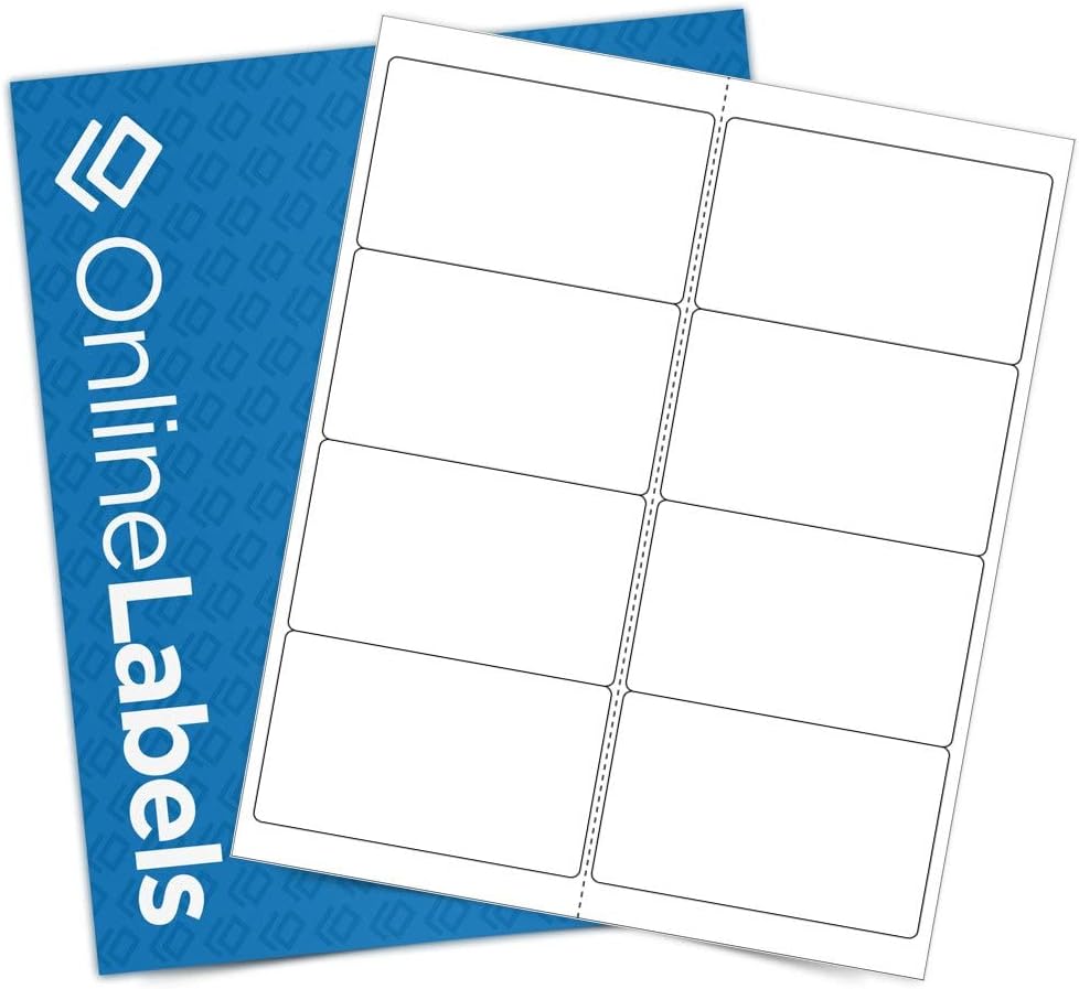 4 x 2.5 Rectangle Labels - Permanent, White Matte - Address, Shipping, Mailing, Gift Labels - Pack of 2,000 Labels, 250 Sheets - Inkjet/Laser Printers - Online Labels