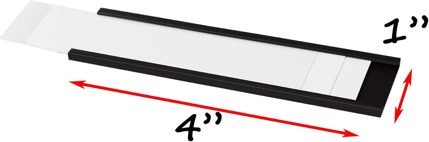 Realth C Channel Magnetic Label Holders 70 Pack 1'' x 4'' with Paper Inserts and Clear Plastic Protectors, Magnetic Data Card Holders File Cabinet Labels for Metal Racks and Shelves