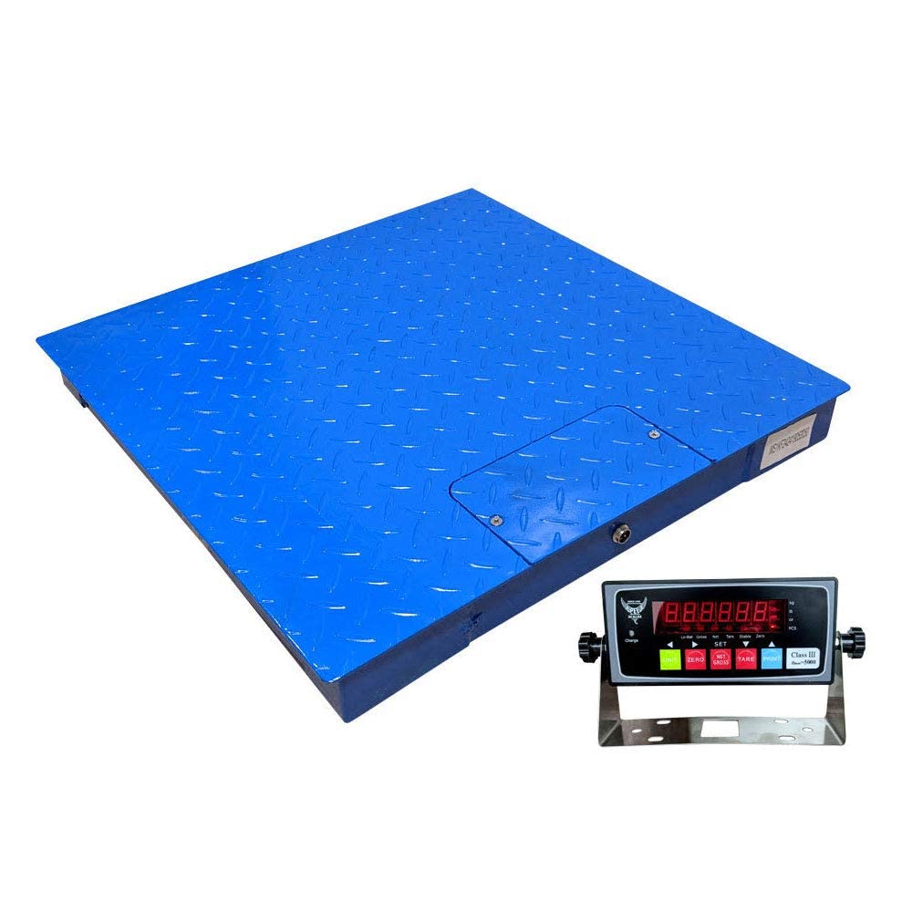 PEC Tools FS Series Professional Grade Steel Floor Scale - Heavy-Duty Pallet Scale and Shipping Scale for Industrial Use - Weighing Scale for Packages Up to 10000x1lb - 60x60