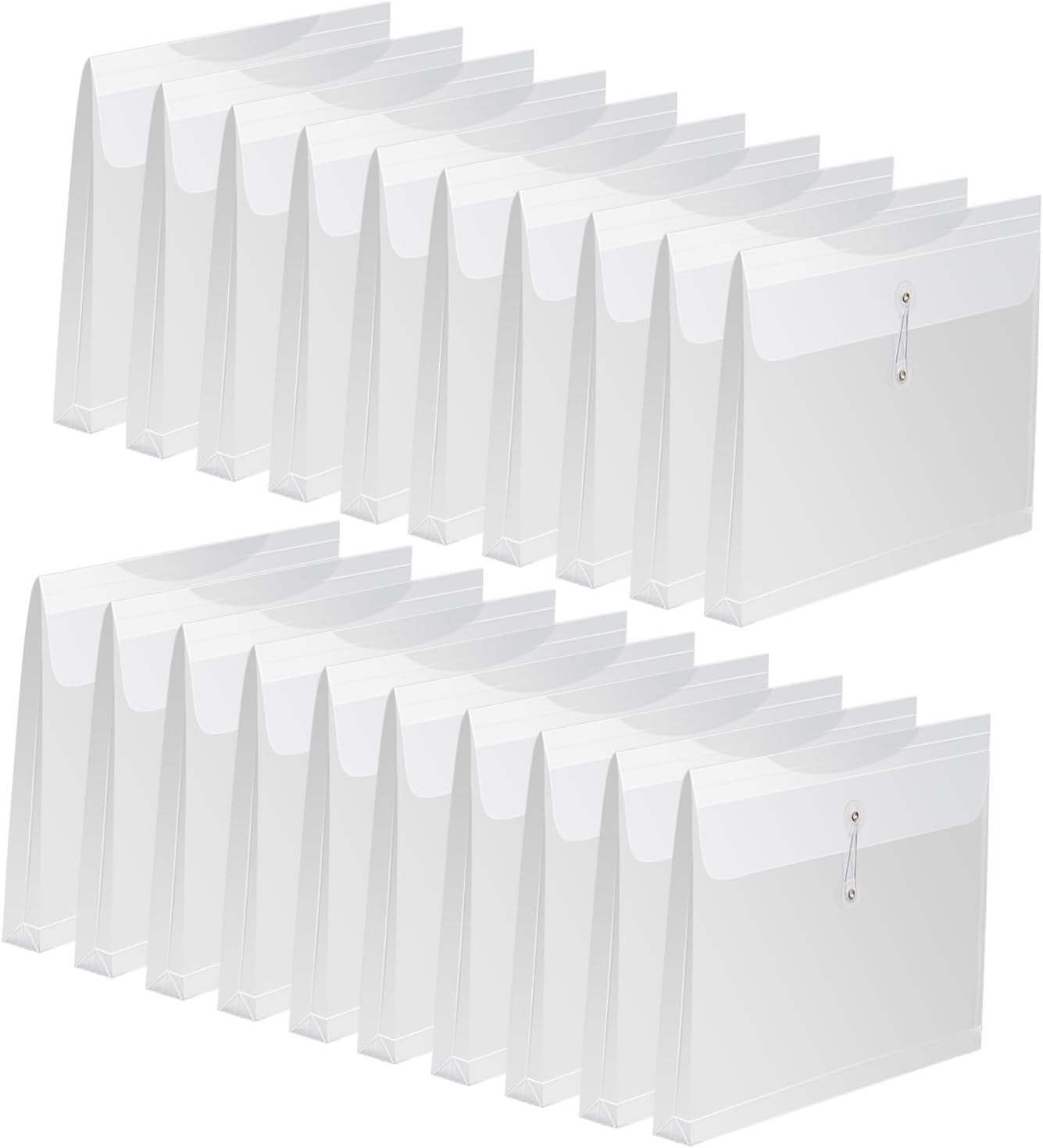 Clear Poly Envelopes with String Closure 20 Pack, EGOSKY Transparent Envelope Folders with Top Opening, Reusable Plastic File Folders for School Office Suppiles
