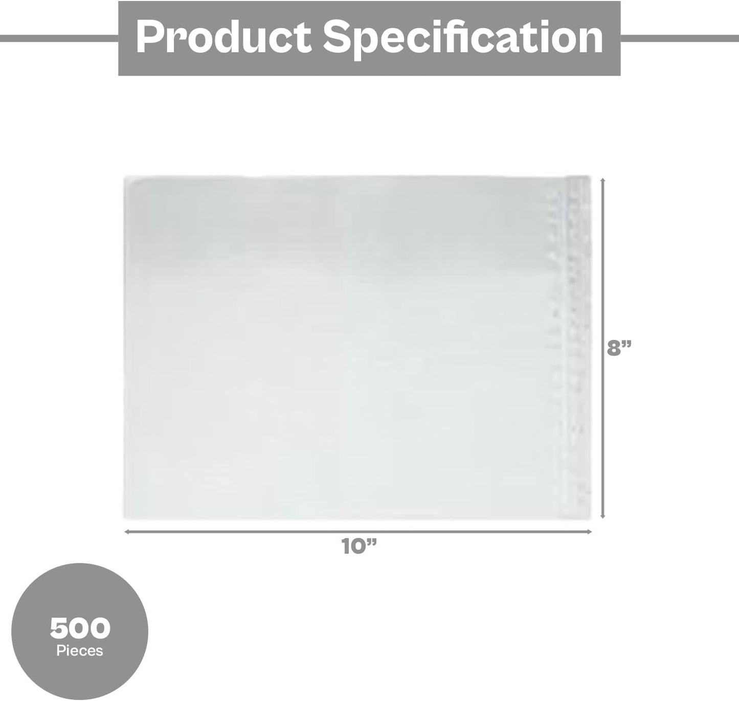PSBM 500 Count Clear 8 x 10 Inch Lock & Press Re-Closable Resealable Adhesive Shipping Label/documents Pouches