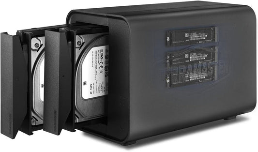 TERRAMASTER D5 Hybrid HDD NVMe Enclosure - USB 3.2 Gen 2 10Gbps Type C 5Bay USB Storage Supports RAID 0/1/Single/JBOD Exclusive 2+3 RAID Hybrid Disk Array (Diskless)