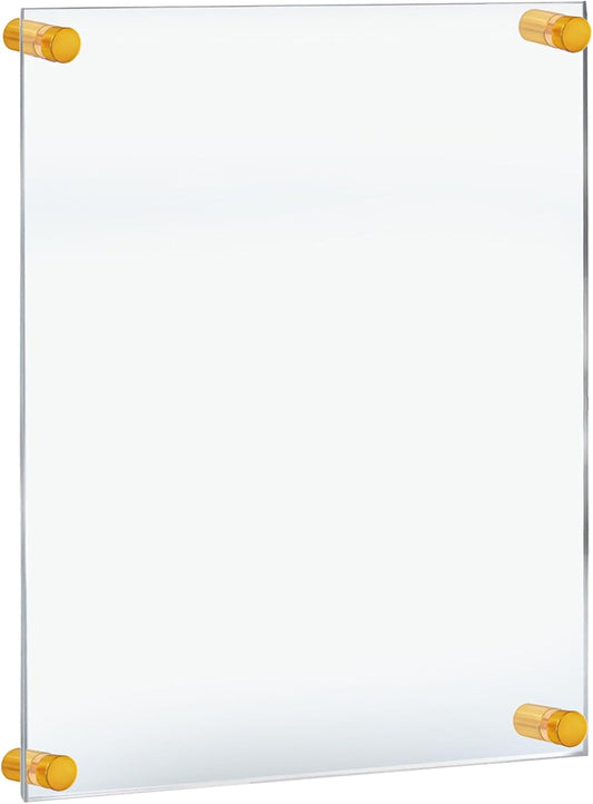Azar Displays 105530-GLD Acrylic Floating Double Panel Wall Frame,22" x 28" Graphic Size, Overall Frame Size: 26" x 32", Gold