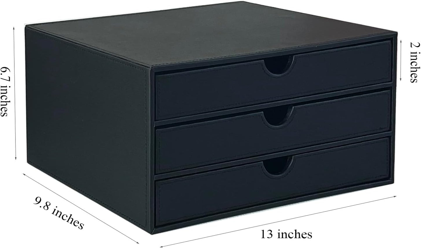 UnionBasic Document Organizer, 3-Drawer File Cabinet Document Storage Box, Office Desktop Filing Organizer, Black