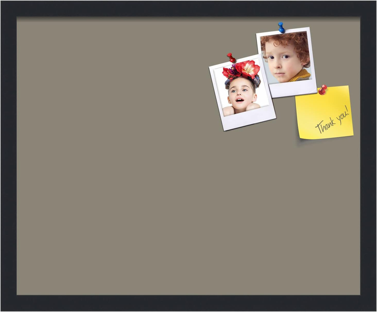 PinPix 21x17 Inch Cork Bulletin Board. This Decorative Framed Pin Board Comes with Pewter Design and a Satin Black Frame. Ideal for Home Office Decor or Message Board (PinPix-1812)