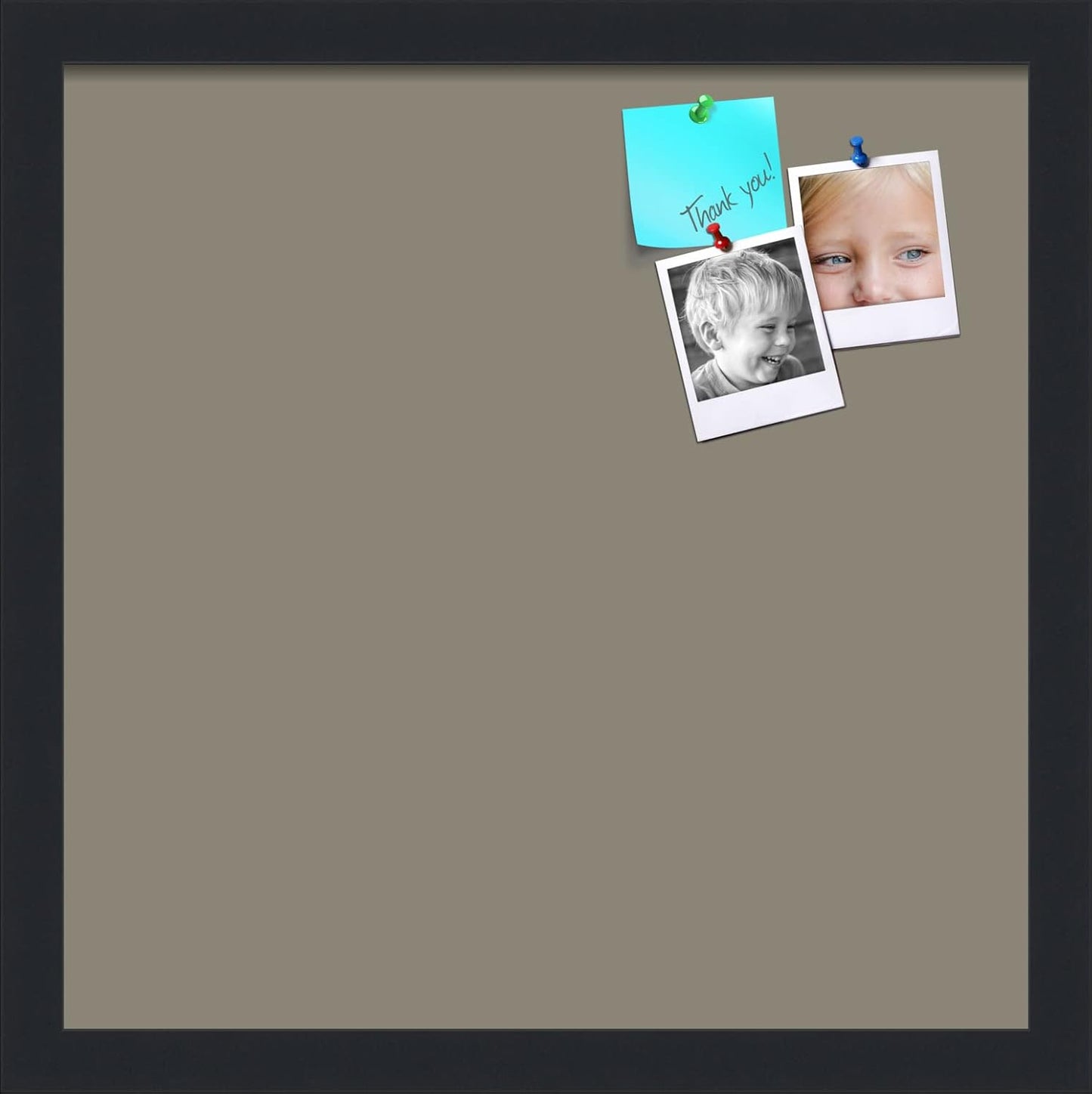 PinPix 15x15 Inch Cork Bulletin Board. This Decorative Framed Pin Board Comes with Pewter Design and a Satin Black Frame. Ideal for Home Office Decor or Message Board (PinPix-1812)