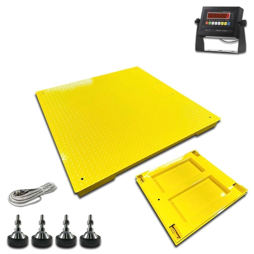 Liberty LS-800-4X5 NTEP Certified (Legal for Trade) Industrial Floor Scale | 48" x 60" | Capacity of 20,000 lbs x 5 lb + Yellow