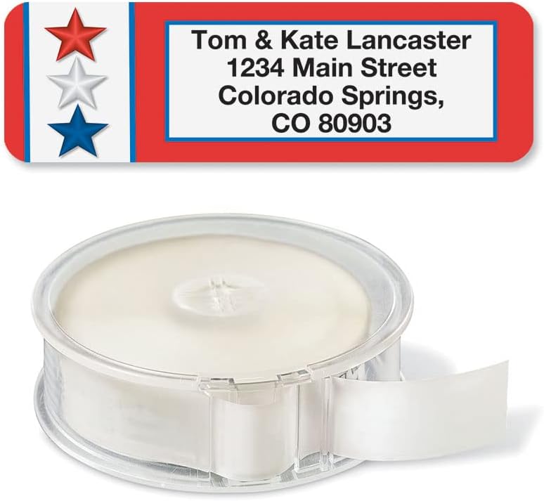 Colorful Images Star Spangled Patriotic Rolled Personalized Return Address Mailing Labels with Dispenser, Customize with Name & Shipping Address, 500 ¾” x 2½” Self Adhesive, Easy Peel Label Roll