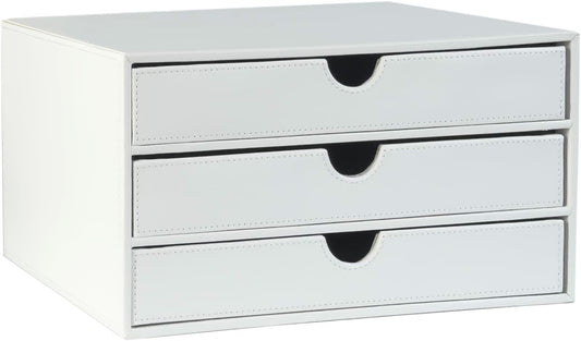 UnionBasic Document Organizer, 3-Drawer File Cabinet Document Storage Box, Office Desktop Filing Organizer, White