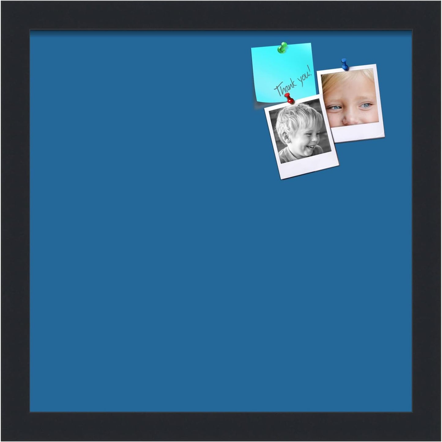 PinPix 13x13 Inch Cork Bulletin Board. This Decorative Framed Pin Board Comes with Navy Pastel Design and a Satin Black Frame. Ideal for Home Office Decor or Message Board (PinPix-1811)