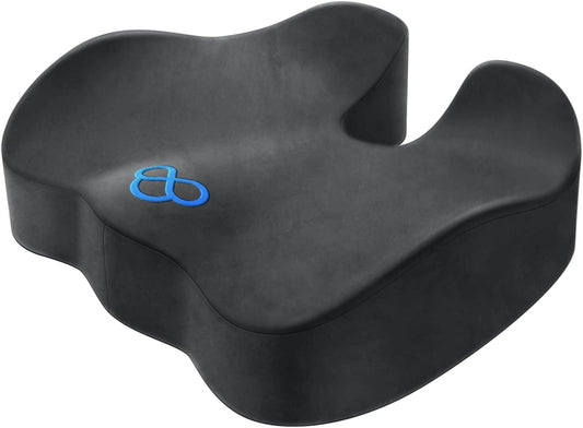 BlissTrends Seat Cushion,5.2in Thick Memory Foam Cushions for Office Chair, Car Seat, Airplane, Relieving Pressure Tailbone Sciatica Back Pain for Long Sitting Office Workers, Car Drivers Grey