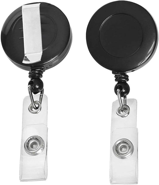 JANYUN 10 Pcs Retractable Badge Reel, Black ID Badge Holder Retractable Clip for Nurse Doctor Teachers Students Office Workers Hanging ID Card Name Key Chain