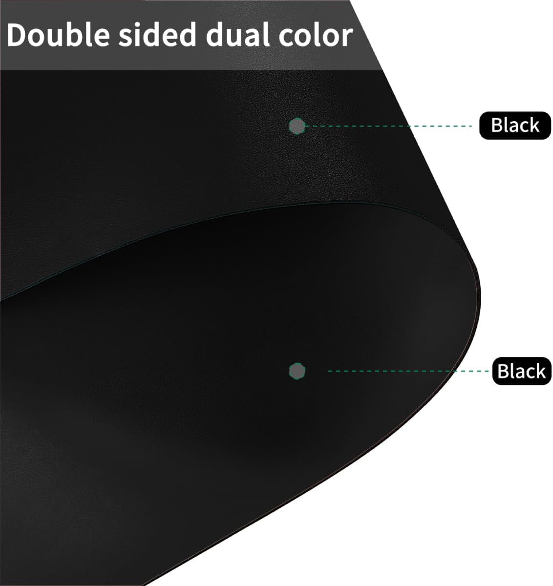 Leather Table Cover,1.8mm Thick,36x54 Inch Table Protector,Table Protector for Dining Room Table,Table Protectors for Rectangle Tables.(Black+Black,36x54)