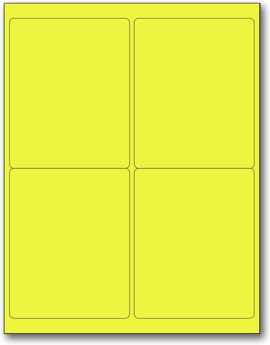 NextDayLabels - 8-1/2 x 11 Neon Color High Light Fluorescent Labels for Laser & Inkjet Printer (Yellow Fluorescent, 4 x 5-4 Per Page | 400 Labels)
