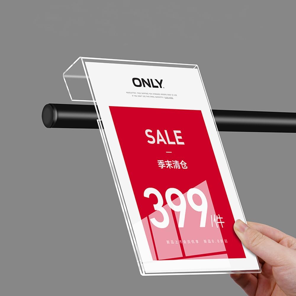 Acrylic Sign Holder Price Tag Displays Sign Holder Ads Display Stand for Retail Store Clothing Price (Horizontal A4 297×210mm/11.69×8.27inches)