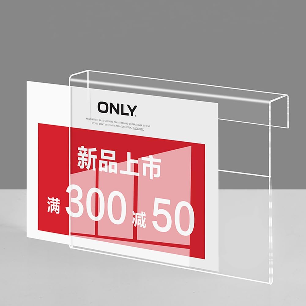 Acrylic Sign Holder Price Tag Displays Sign Holder Ads Display Stand for Retail Store Clothing Price (100*100mm/3.94*3.94inches)