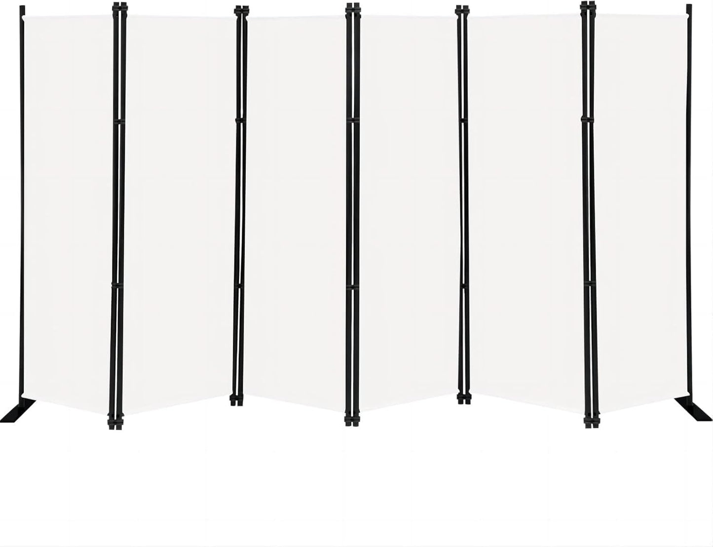 MAYOLIAH 6 Panel Folding Privacy Screen 9ft Wide, 6ft Tall Partition Room Divider Portable Office Walls Dividers Panel, White
