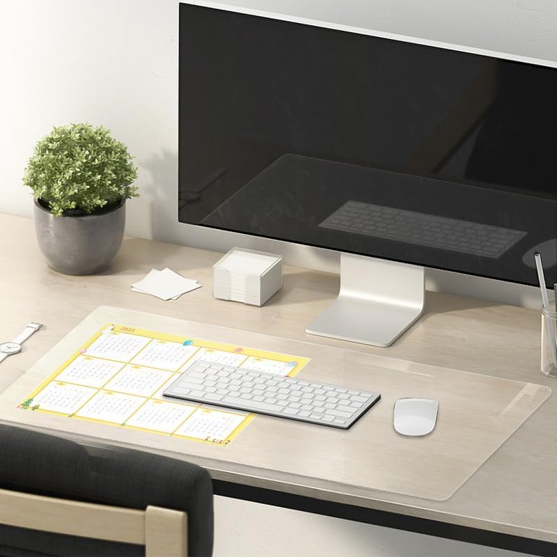 16 x 48 Inch Clear Table Cover Protector, 2mm Thick Clear Desk Mat, Plastic Table Cover, Vinyl Table Protector, Desk Mats on Top of Desks