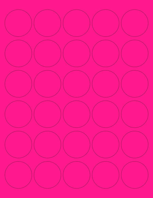 NextDayLabels - 8-1/2 x 11 Neon Color High Light Fluorescent Labels for Laser & Inkjet Printer (Pink Fluorescent, 1.5" Round - 30 Per Page | 3000 Labels)